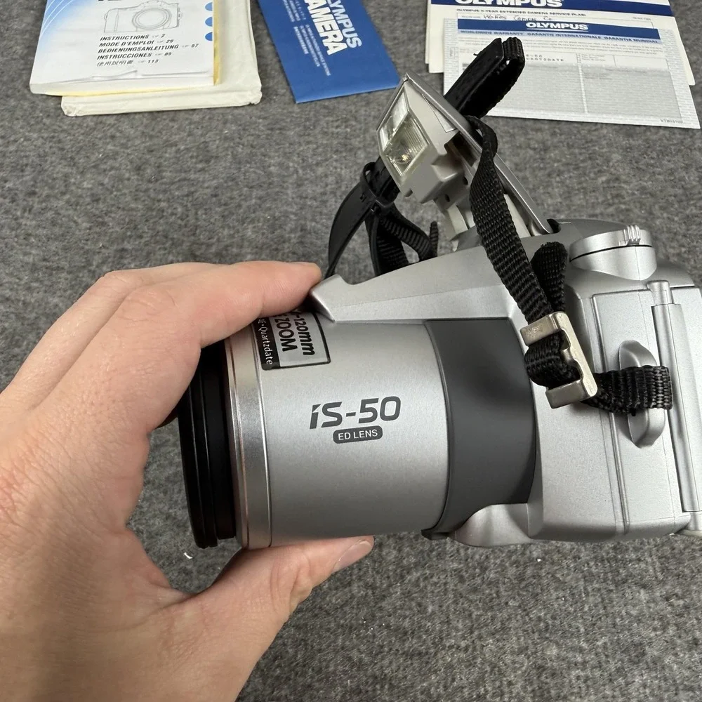 Olympus IS-500 35mm SLR Film Camera 28-120mm 4x Silver Tested‎ Working